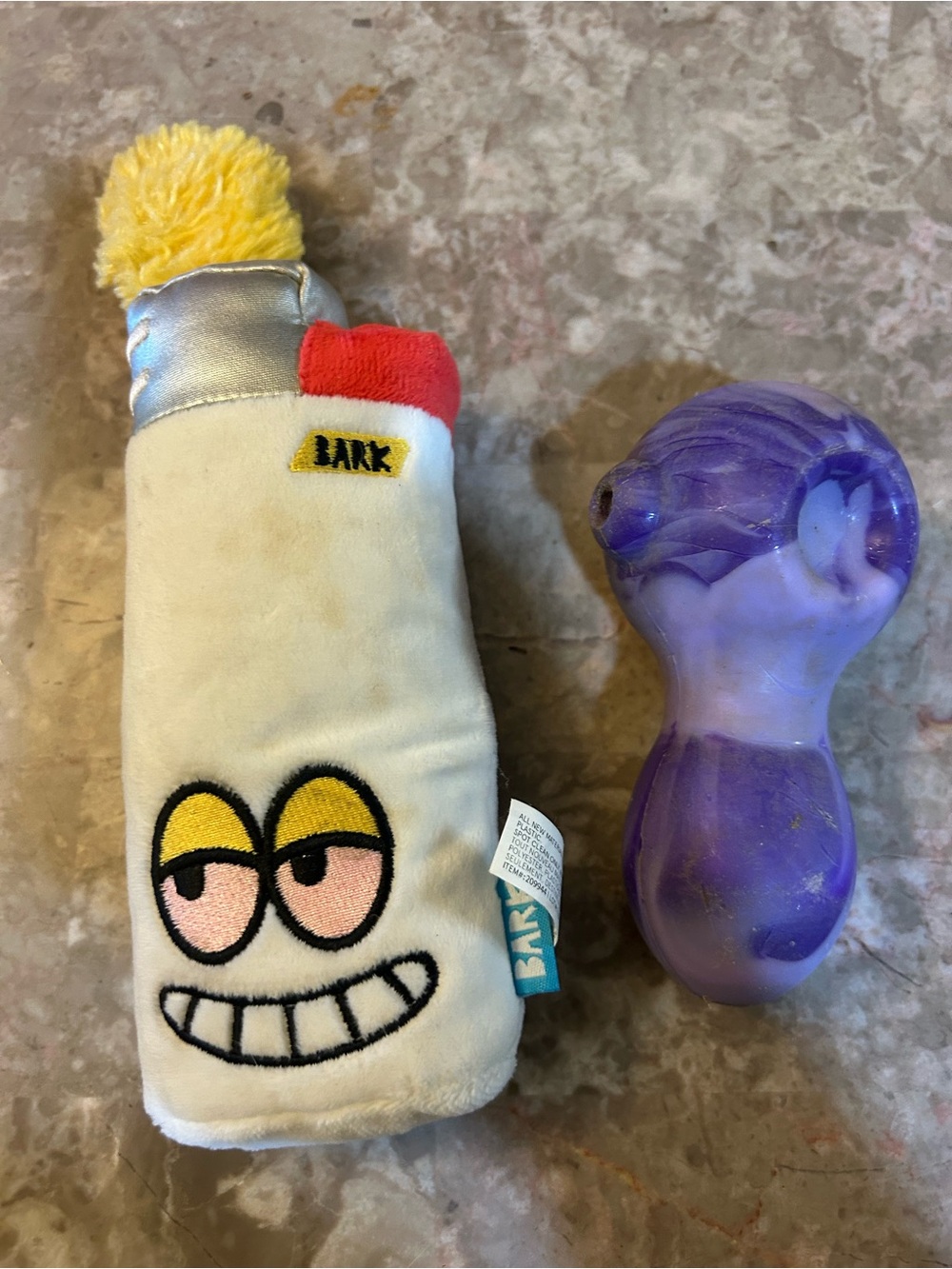Bark Plush Toy with Blue Tag and Yellow Accent